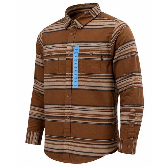 Hurley Other - Hurley Mens Portland Flannel Shirt L Brozed Striped Long Sleeve Button Up NWT